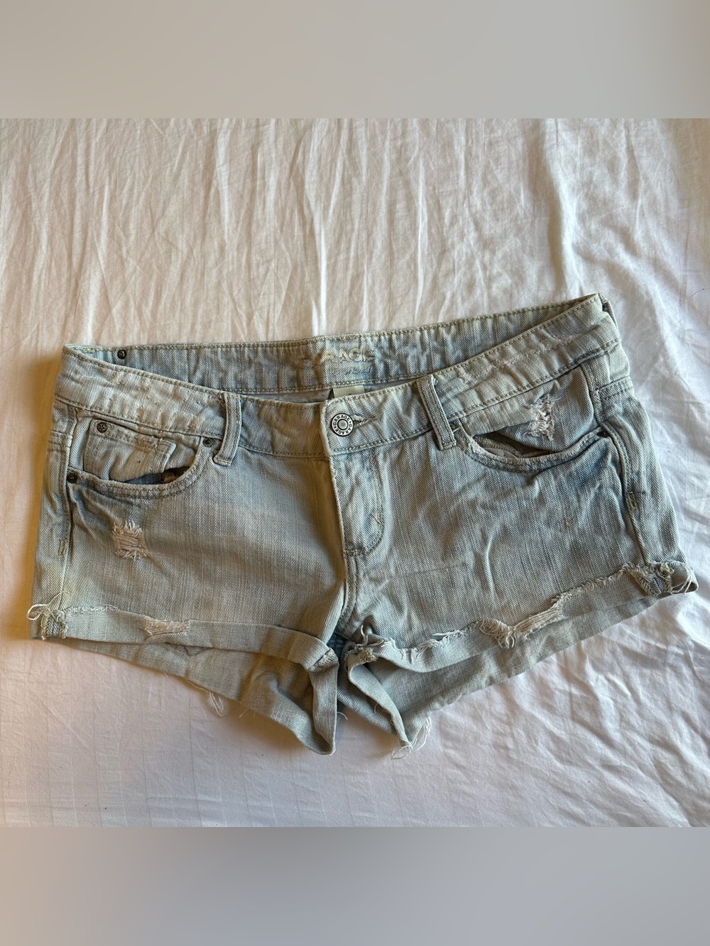 Garage Light Blue Distressed Denim Jean Shorts